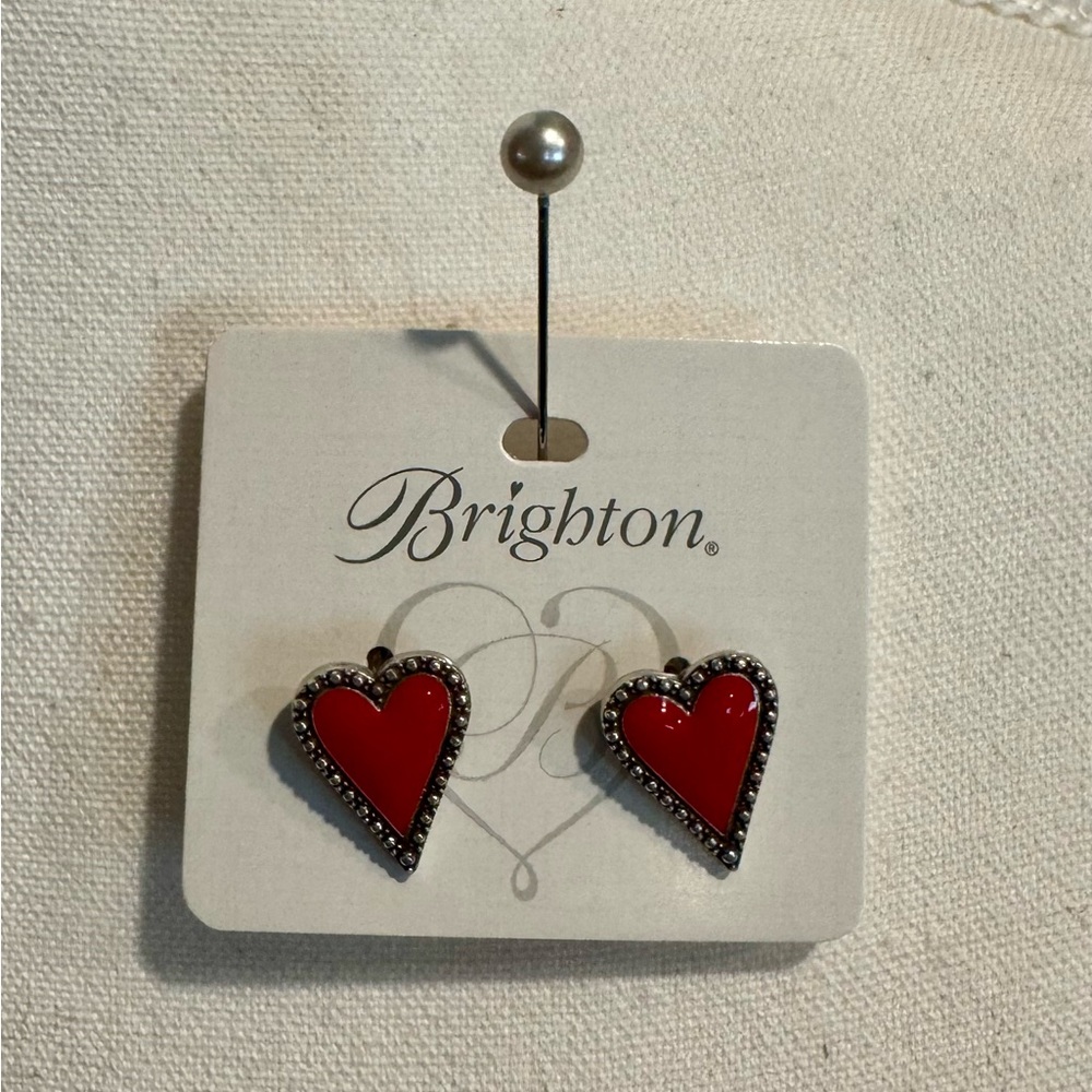 Heart Valentines Red Stud Brighton Earrings